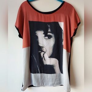 🌻 *Y2K* FOREVER21 * Tshirt Blouse, woman's face, Small